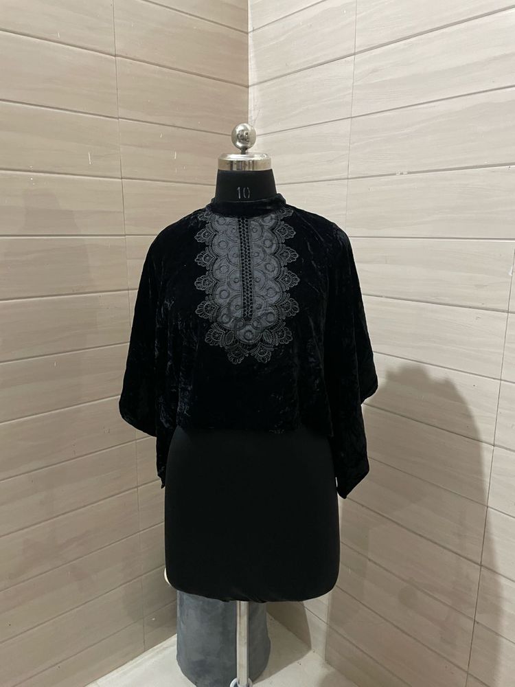 Zara Elegant Black Velvet Blouse