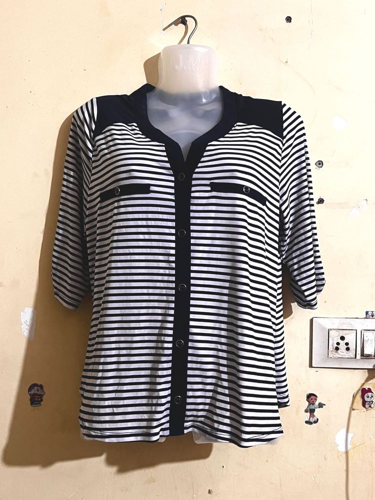 Striped Button-Down Top