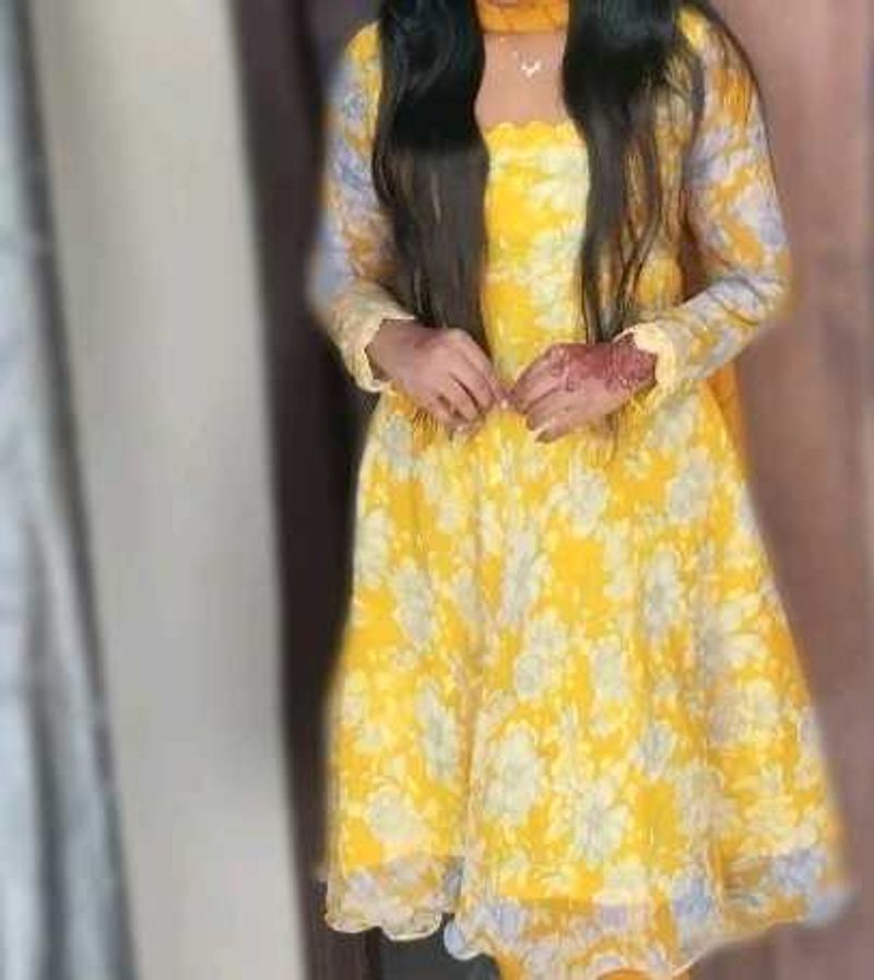 Yellow Floral Print Kurta
