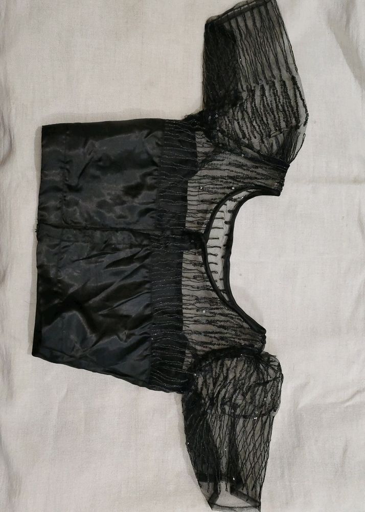Grab Now Black Net Back Open Blouse