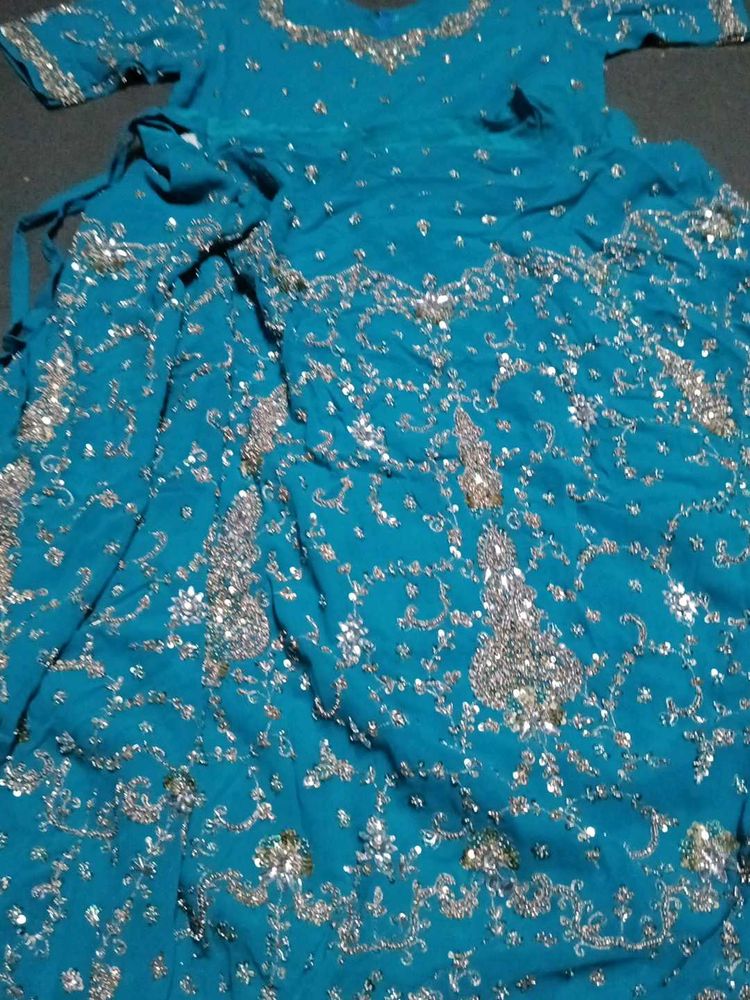 Teal Beaded Indian Dress