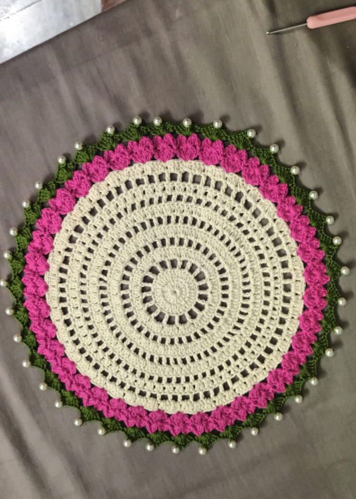 Handmade Crochet Mat/Thalposh