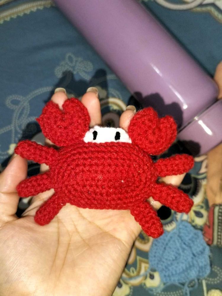 Crochet Crab Keychain
