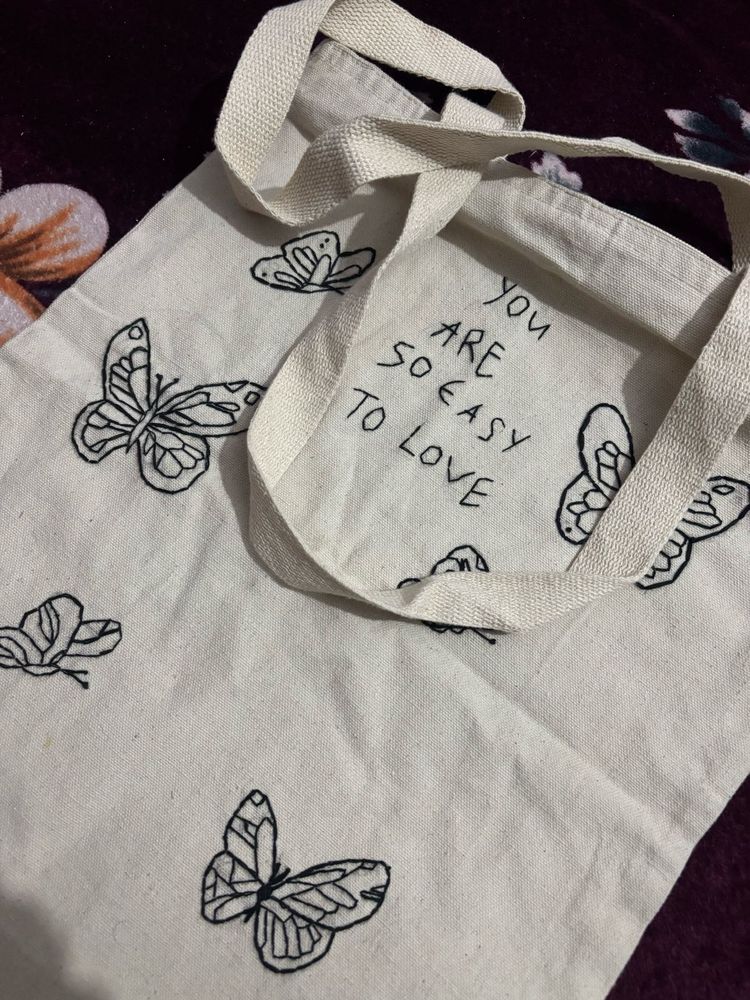 Butterfly Embroidered Tote Bag