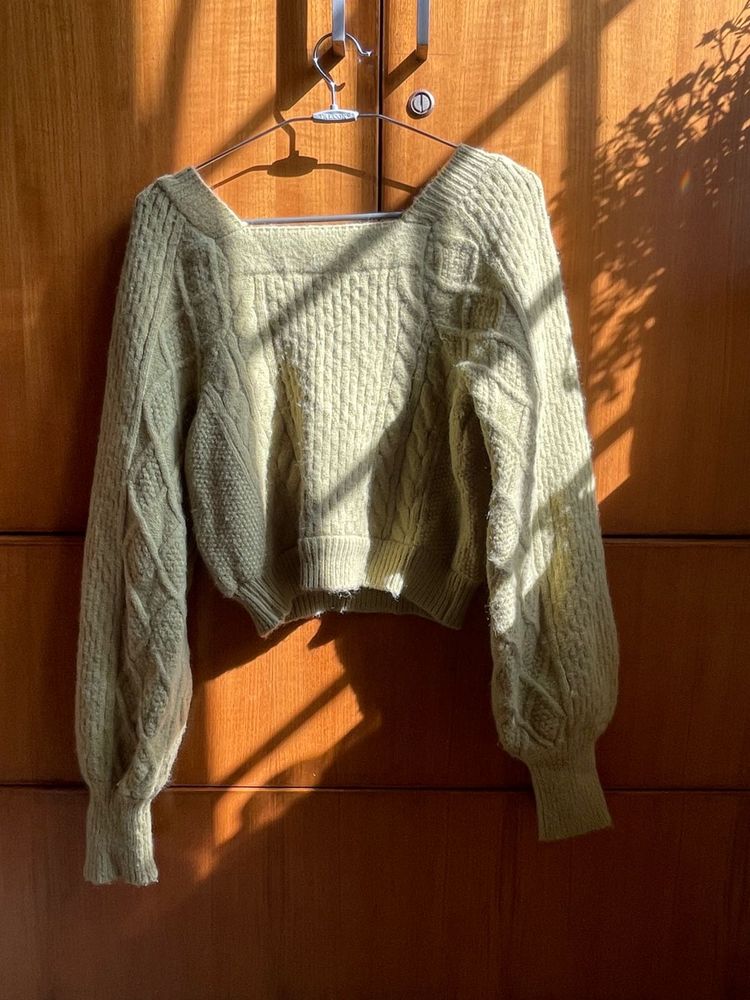 Sage Green Cable Knit Sweater