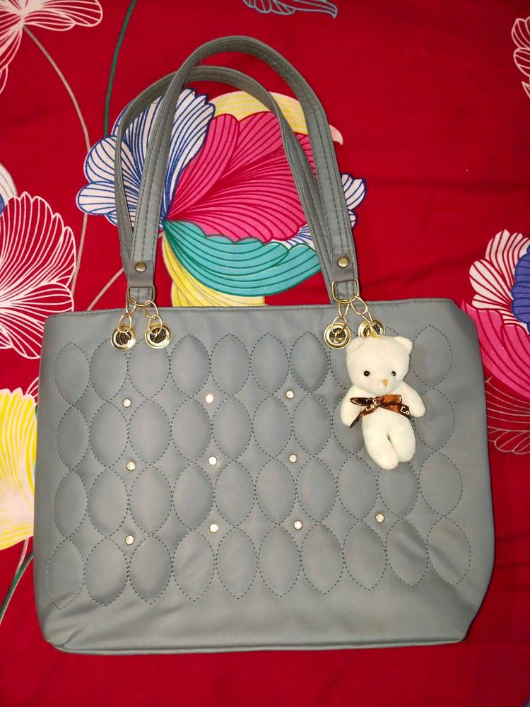 Elegant Multi-Purpose Handbag with Teddy Charm