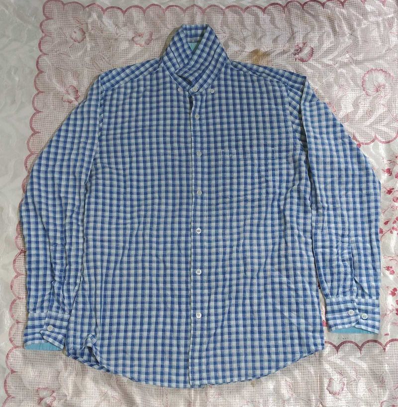 Blue &amp; White Checked Shirt