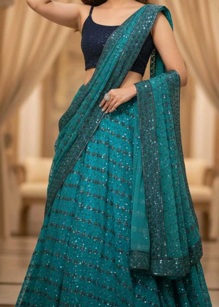 Stunning Teal Embellished Lehenga  ✨