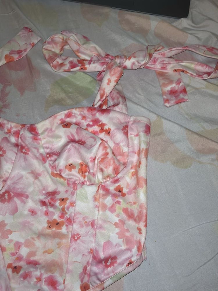 Floral Print Strappy Corset Top 🌸