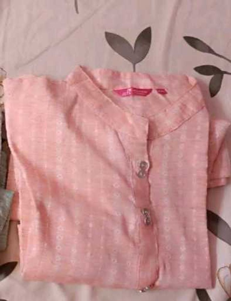 Peach Mandarin Collar Top