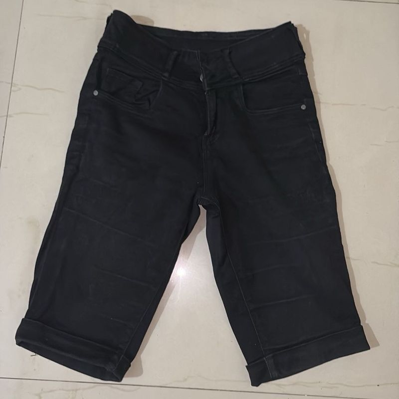 Black Denim Bermuda Shorts