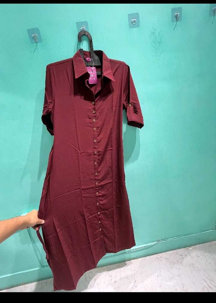 Maroon Shirt Dress