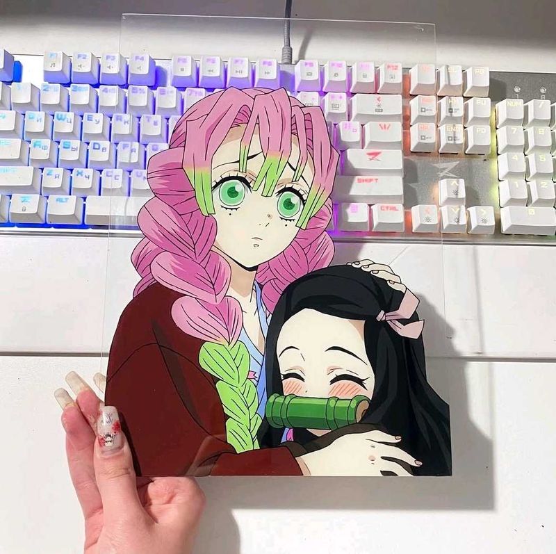 Mitsuri &amp; Nezuko Glass Painting Anime