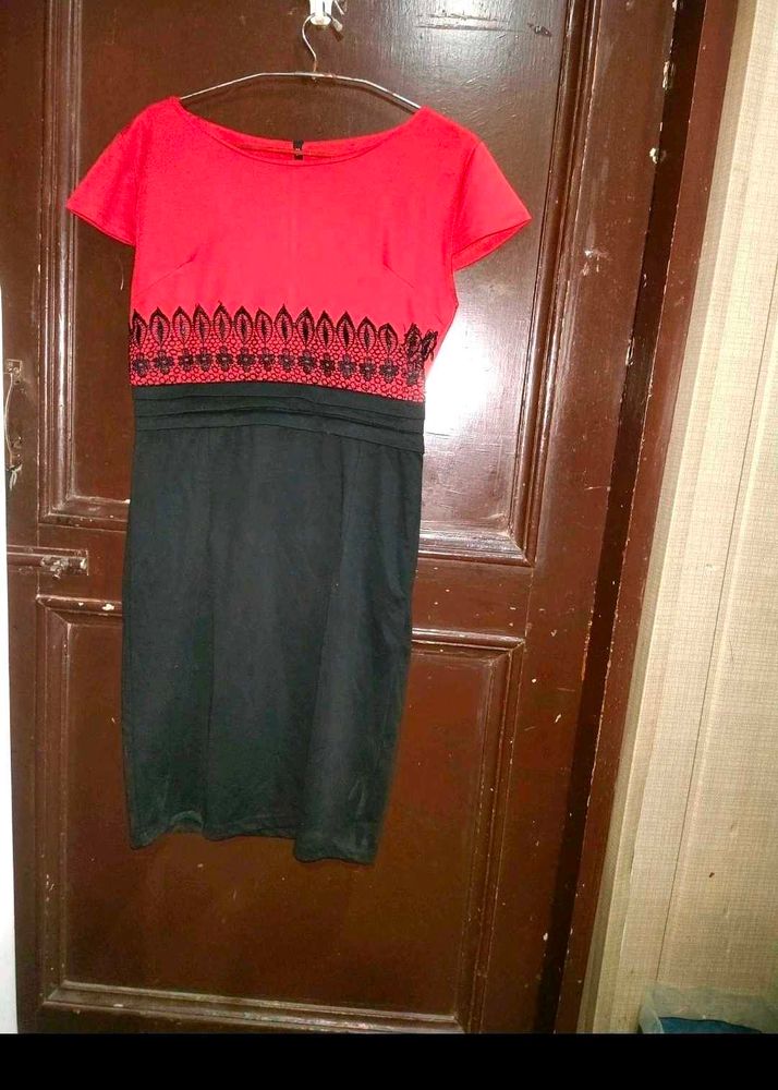 Women Red Black Bodycon Dress