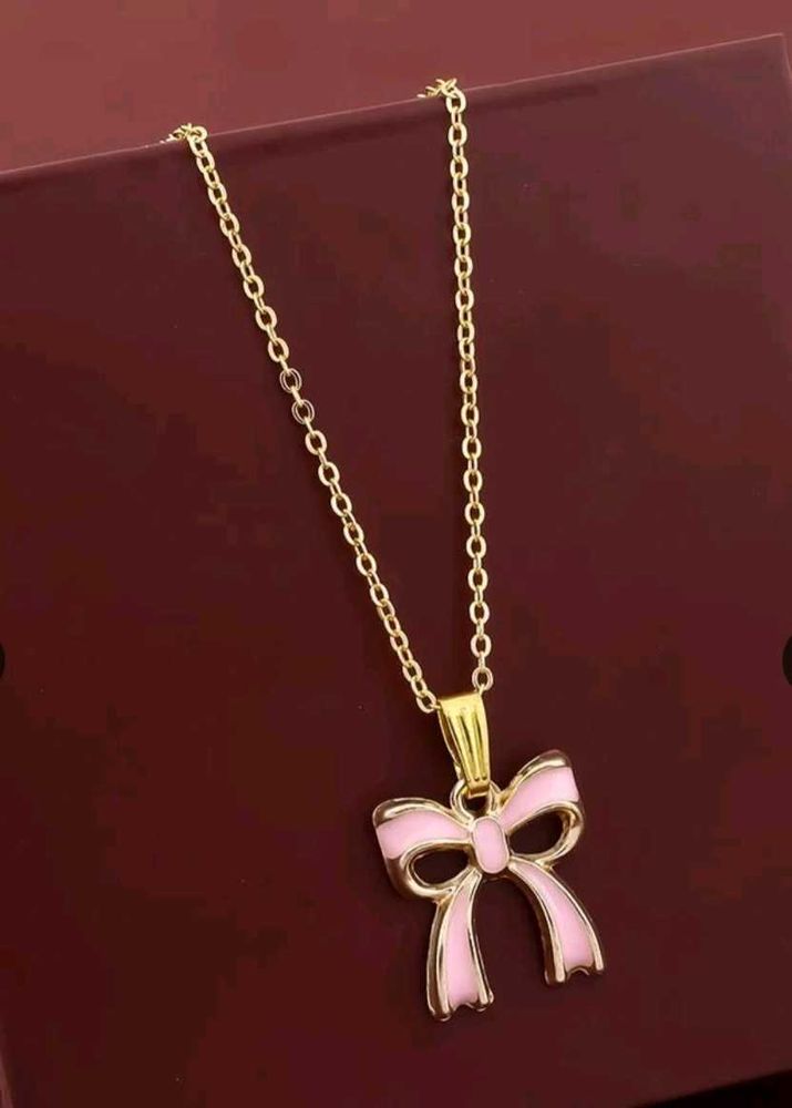 Pink Bow Necklace