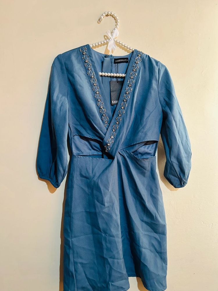 Blue Dress With Embellishment