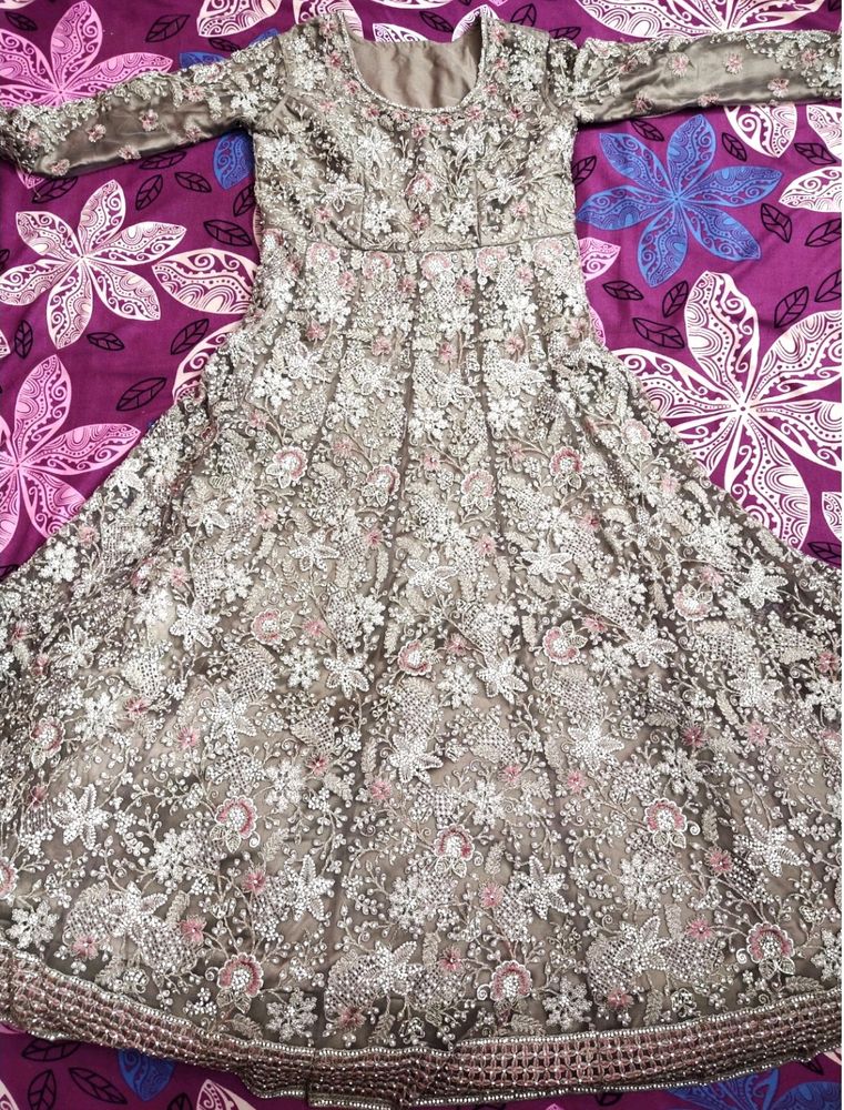 Party Wear Gown With Dupatta..... Embroidered Net Dupatta And Heavy Embroidered Work Gown   Best For Party Occasions