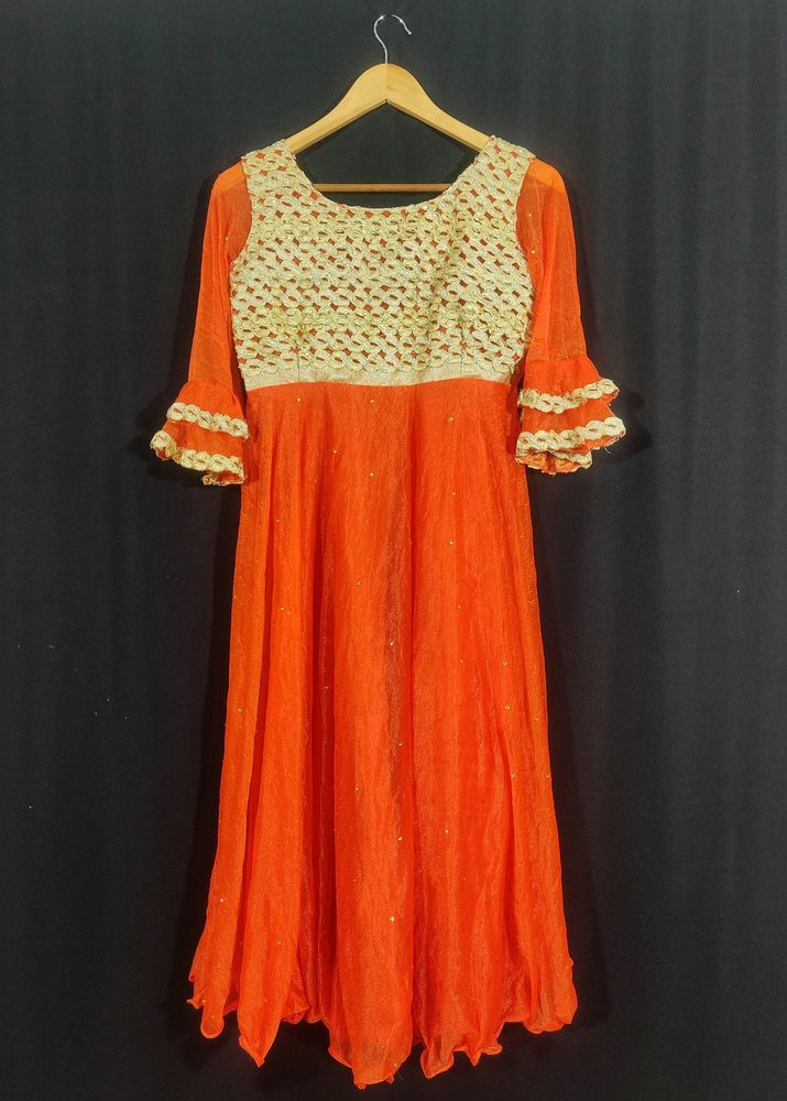 Deep Orange Lace Kurti (Women)