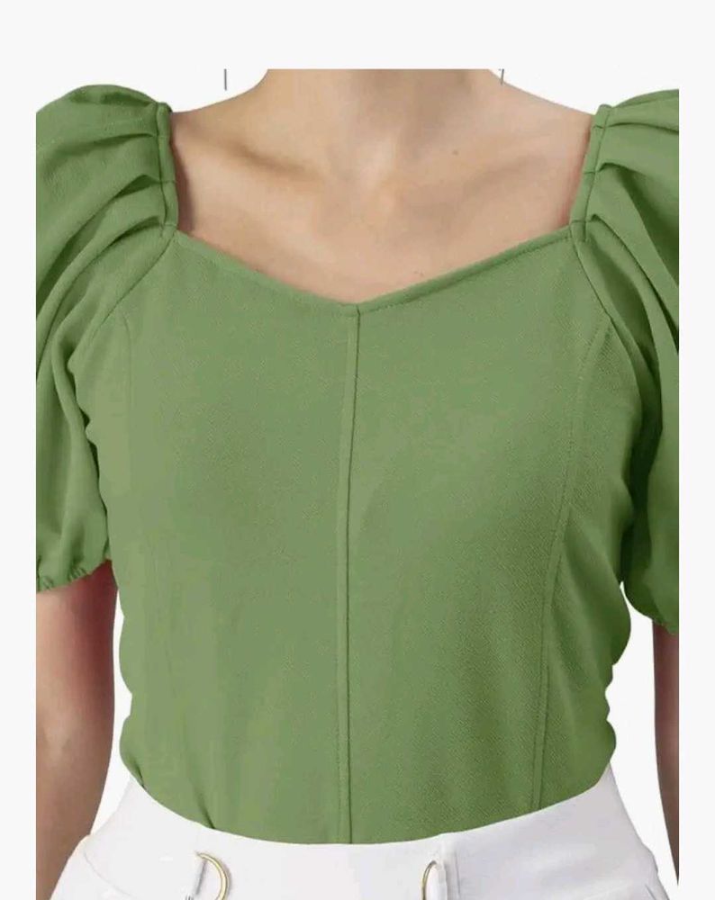 Green Puff Sleeve Top