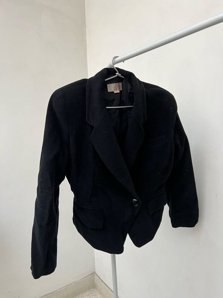 Classic Black Woollen Blazer