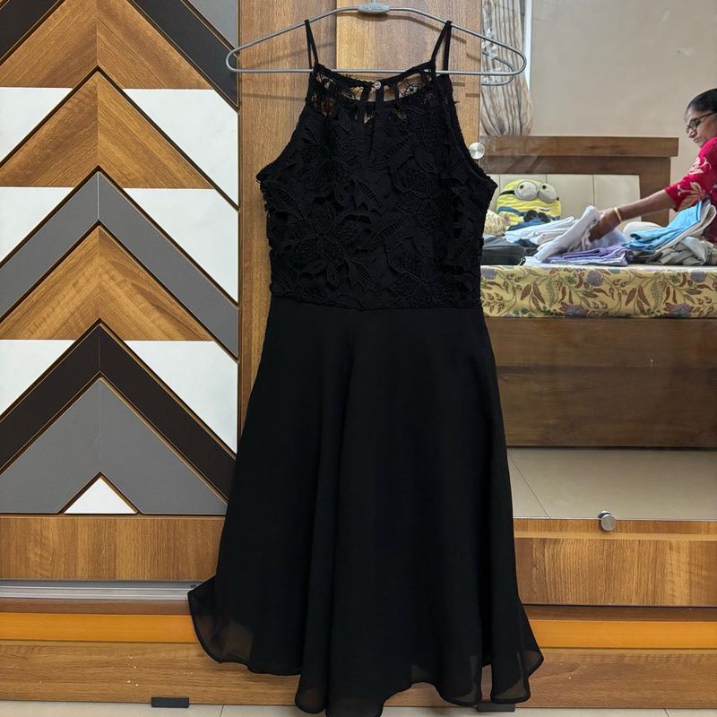 Elegant Black Skater Dress