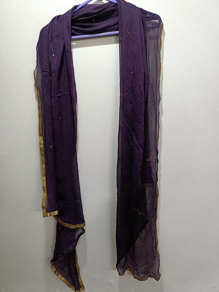 Pure Chiffon Dupatta With Beautiful Zari Boarder