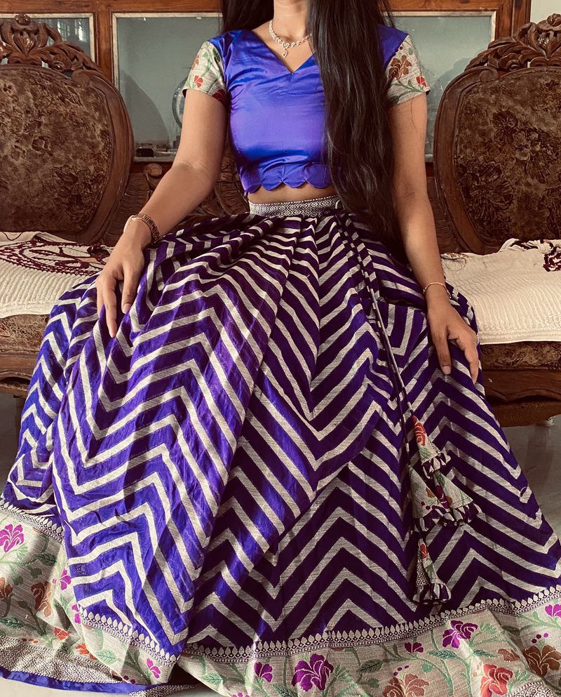 Blush By Mounika - Banaras Lehenga Crop Top Set