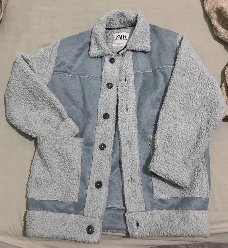 Zara Blue Sherpa Jacket