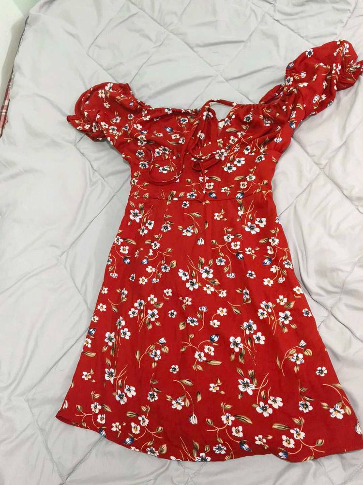 Stunning Red Floral Dressberry Dress for a Vibrant
