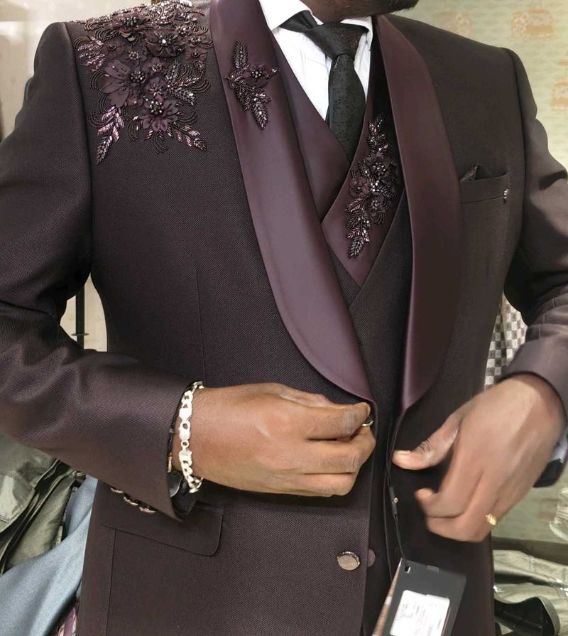 Burgundy Embellished Suit For 15k