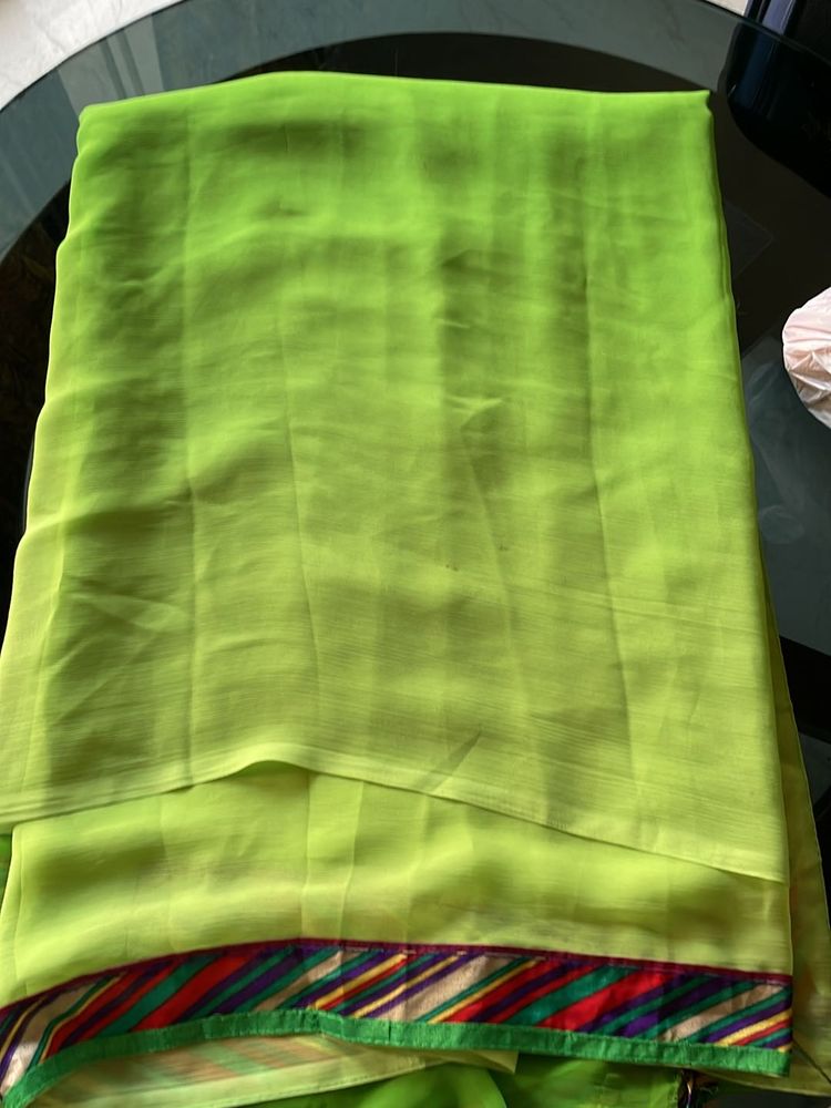 Last Chance Grab! Double Shade  Parrot Green Saree