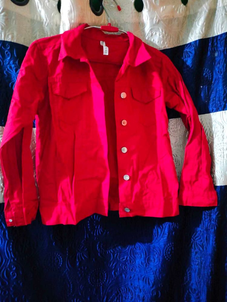 Red Button-Down Jacket