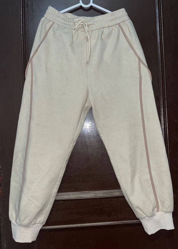 Beige Lounge Pants with Piping