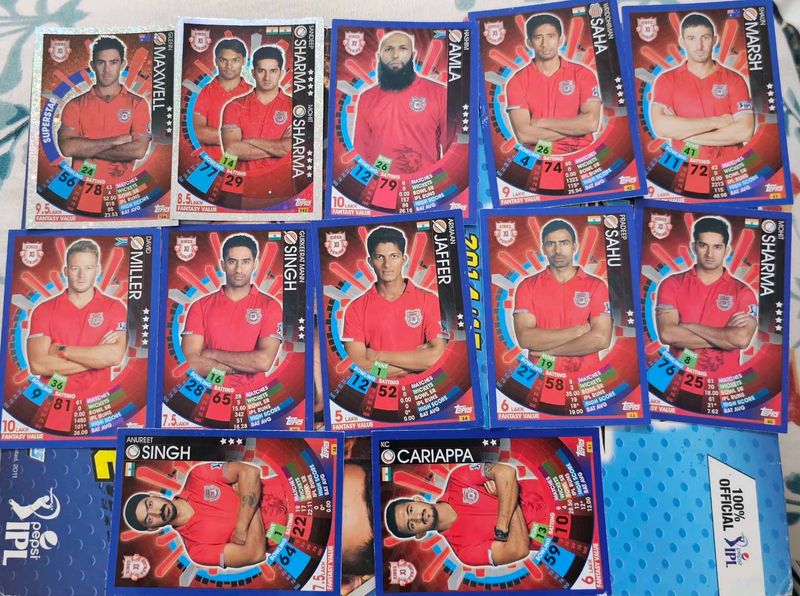 Topps Cricket Attax 2017 KXIP Team Set
