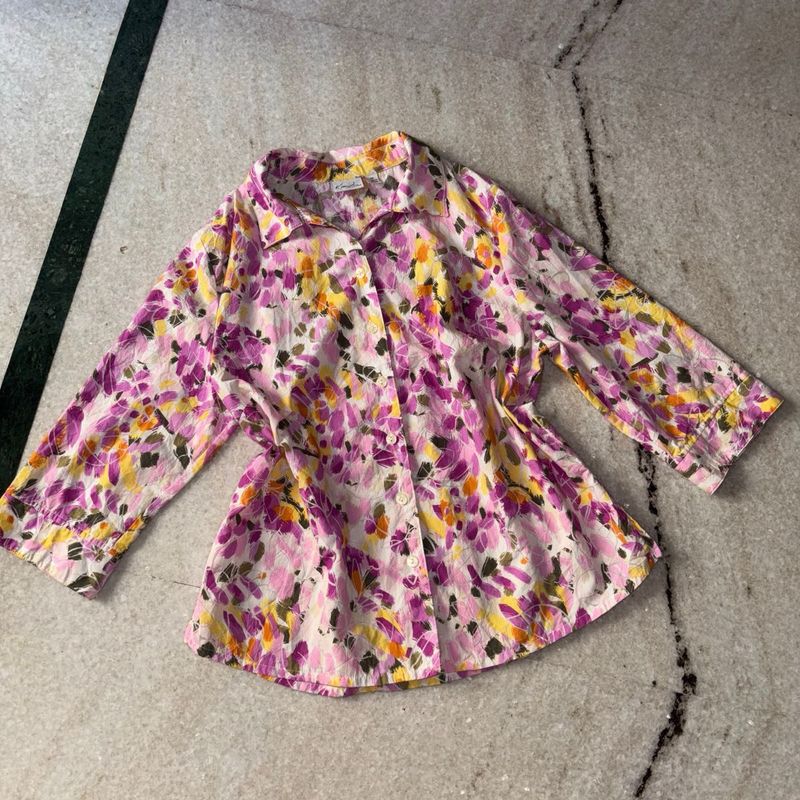 Floral Printed Shirt (Pink-Yellow-Violet)