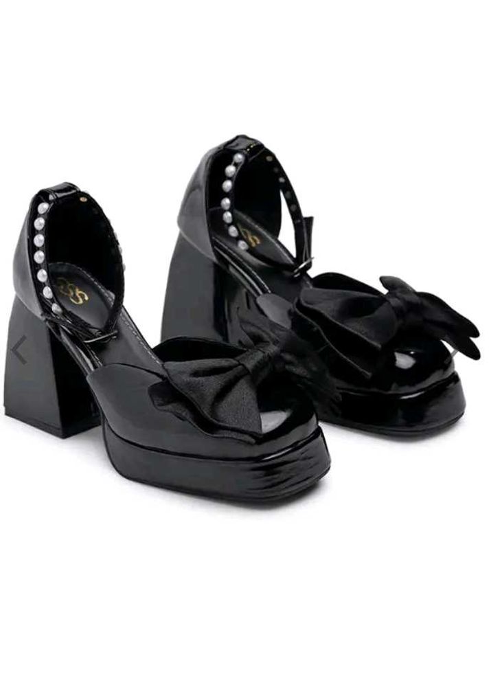 Black Platform Heels with Bow