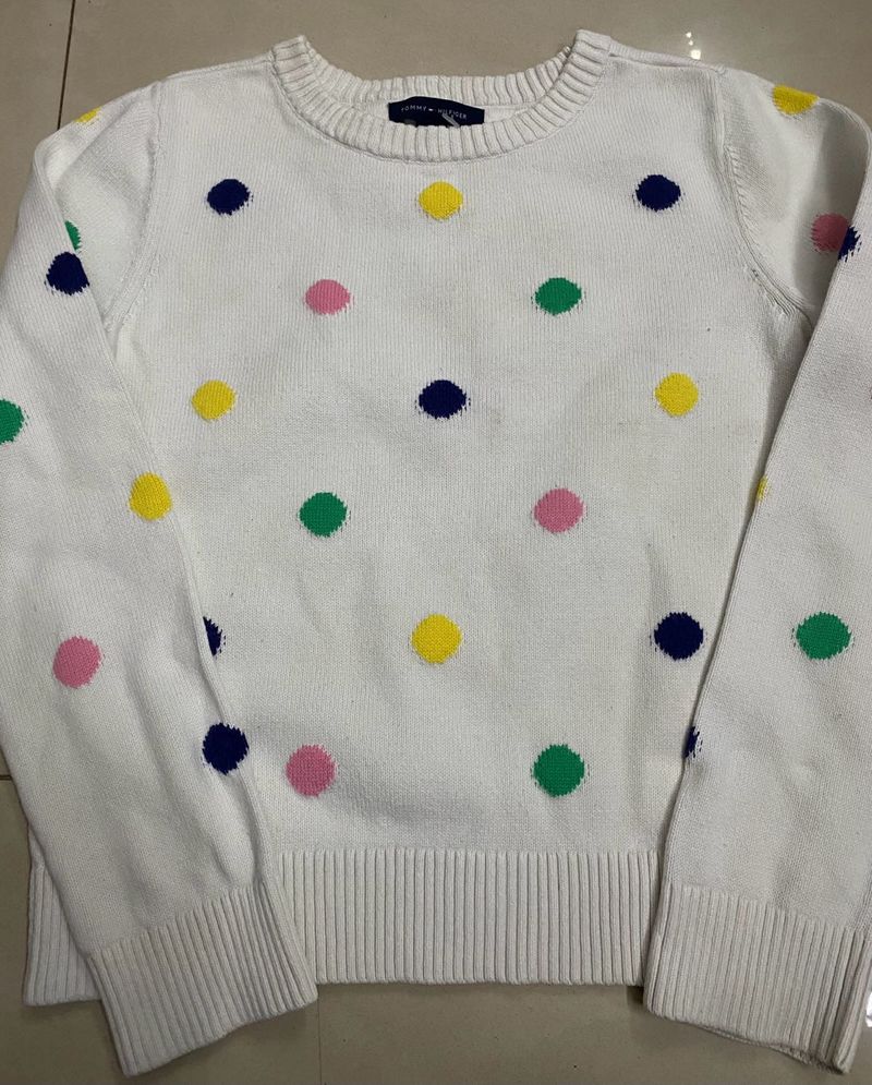 Kids White Polka Dots Sweater(LOWEST PRICE)