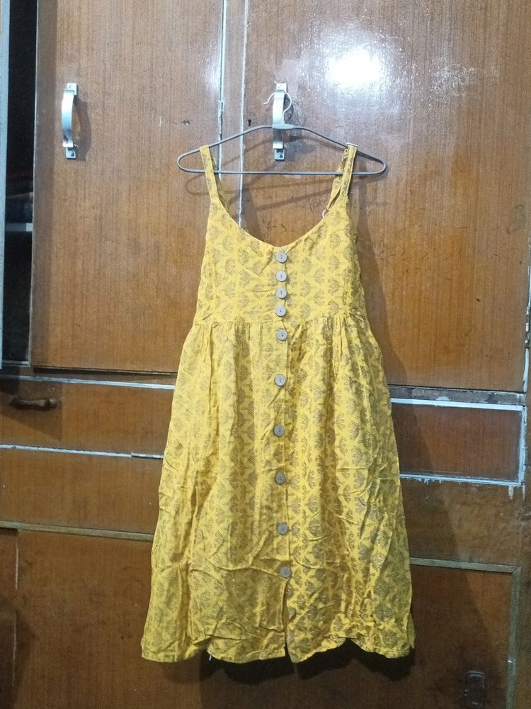 Yellow Floral  Sleeveless Dress