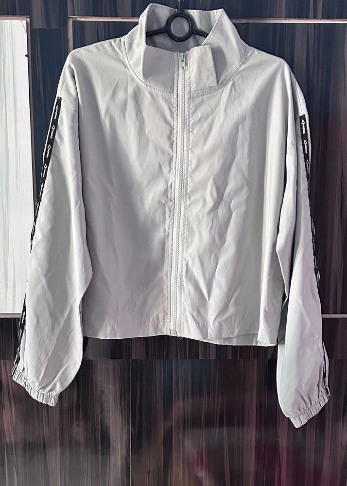 Light Gray Cropped Track Jacket