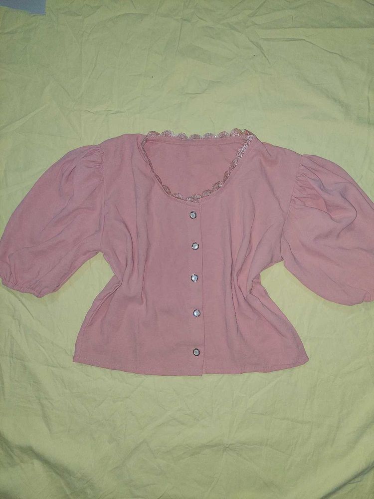 Nude Puff Sleeve Top