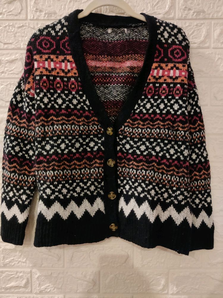 Navy Blue Button Sweater