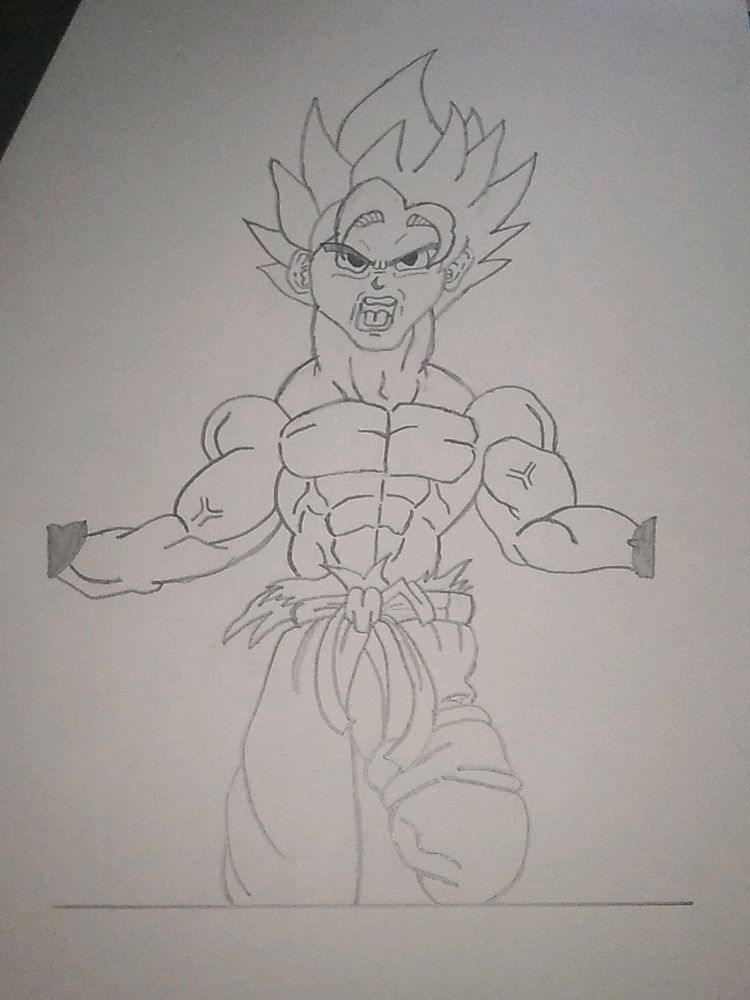 GOKU Hand Drawn Painting A4 Anime