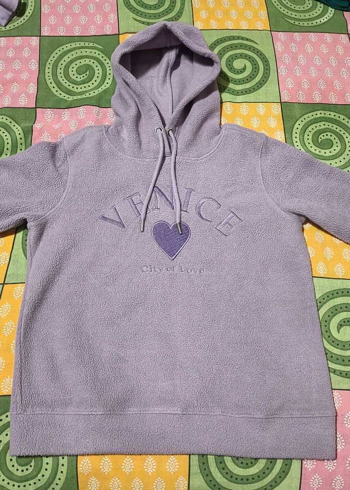 DAiSY women fleece printed hooded sweatshirt