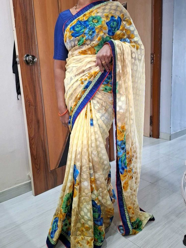 Beige Saree