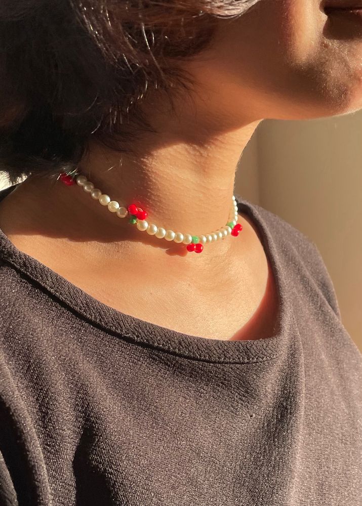 Pearly Cherry Necklace