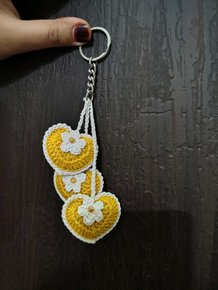 Beautiful Designed Yellow Handmade CrochetKeychain