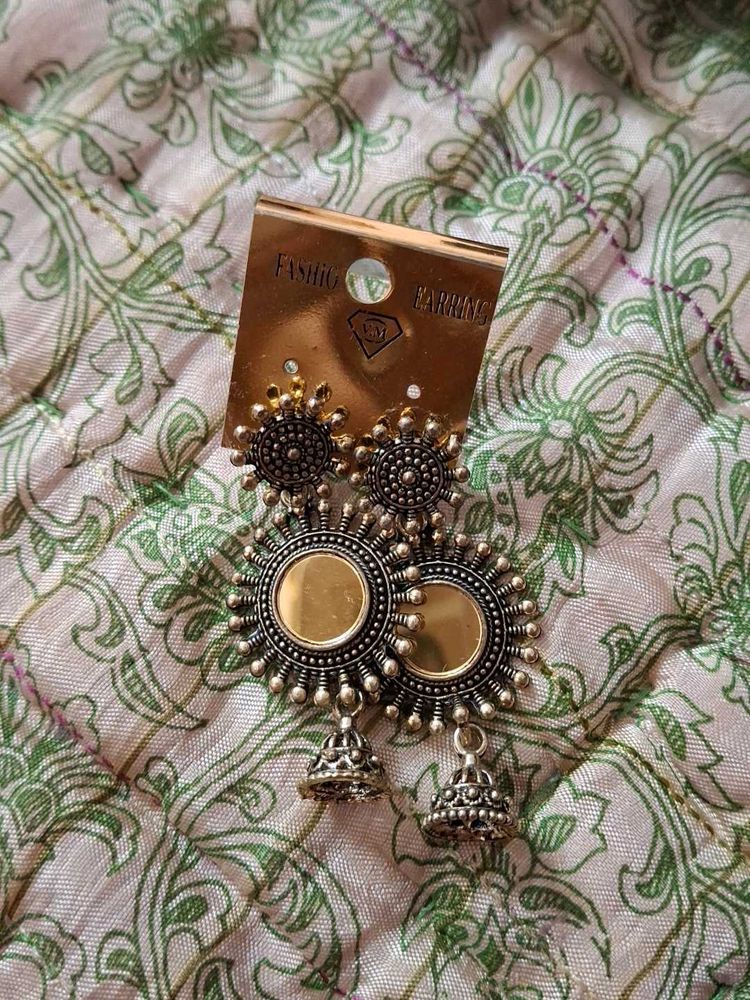 Mirror Jhumka Earrings