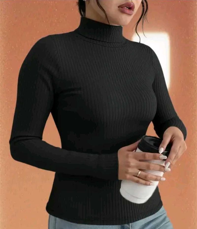 Ribbed Turtleneck Top