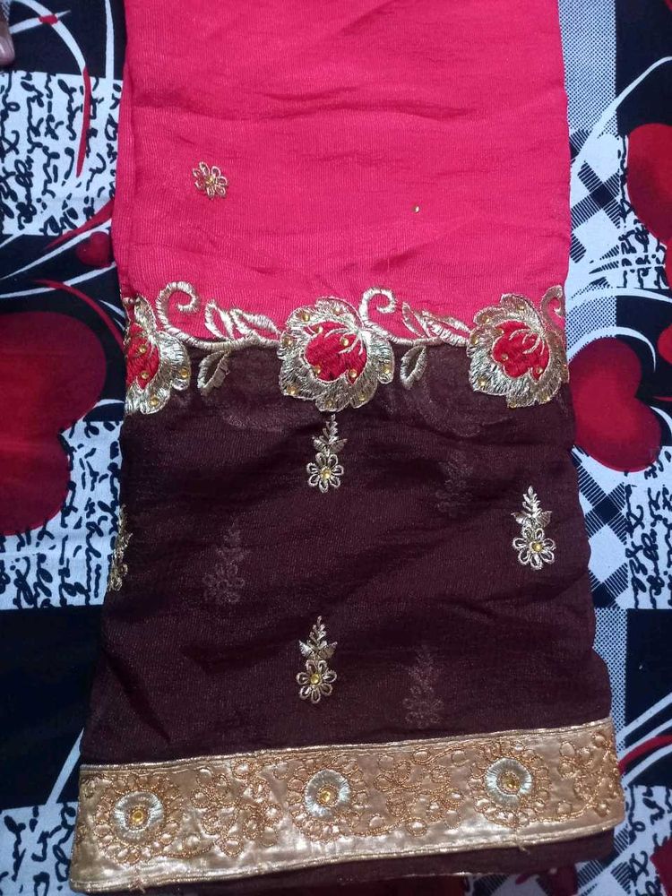 Full Embroidery Double Shaded Heavy Saree