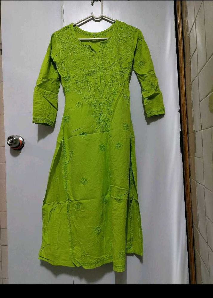 Green Embroidered Kurta